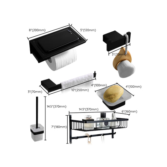 Contemporary Bathroom Accessory As Individual Or As a Set in Balck Clearhalo 'Bathroom Hardware Sets' 'Bathroom Hardware' 'Bathroom Remodel & Bathroom Fixtures' 'bathroom_hardware_sets' 'Home Improvement' 'home_improvement' 'home_improvement_bathroom_hardware_sets' 7311692