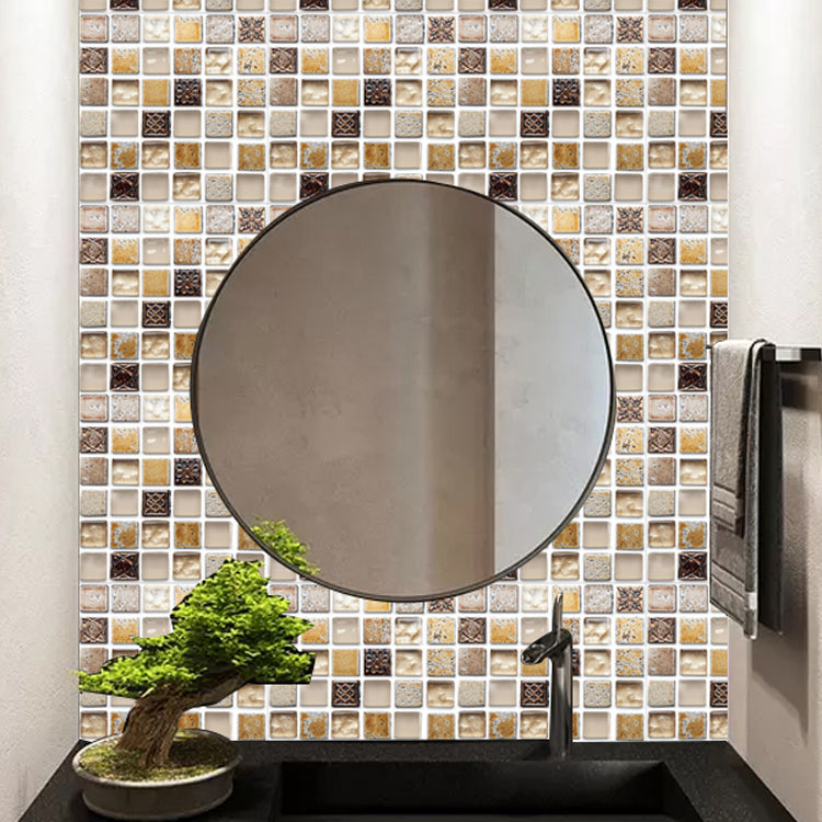 Plastic Peel & Stick Mosaic Tile Mosaic Tile Wallpaper with Square Shape Clearhalo 'Flooring 'Home Improvement' 'home_improvement' 'home_improvement_peel_stick_blacksplash' 'Peel & Stick Backsplash Tile' 'peel_stick_blacksplash' 'Walls & Ceilings' Walls and Ceiling' 7312344