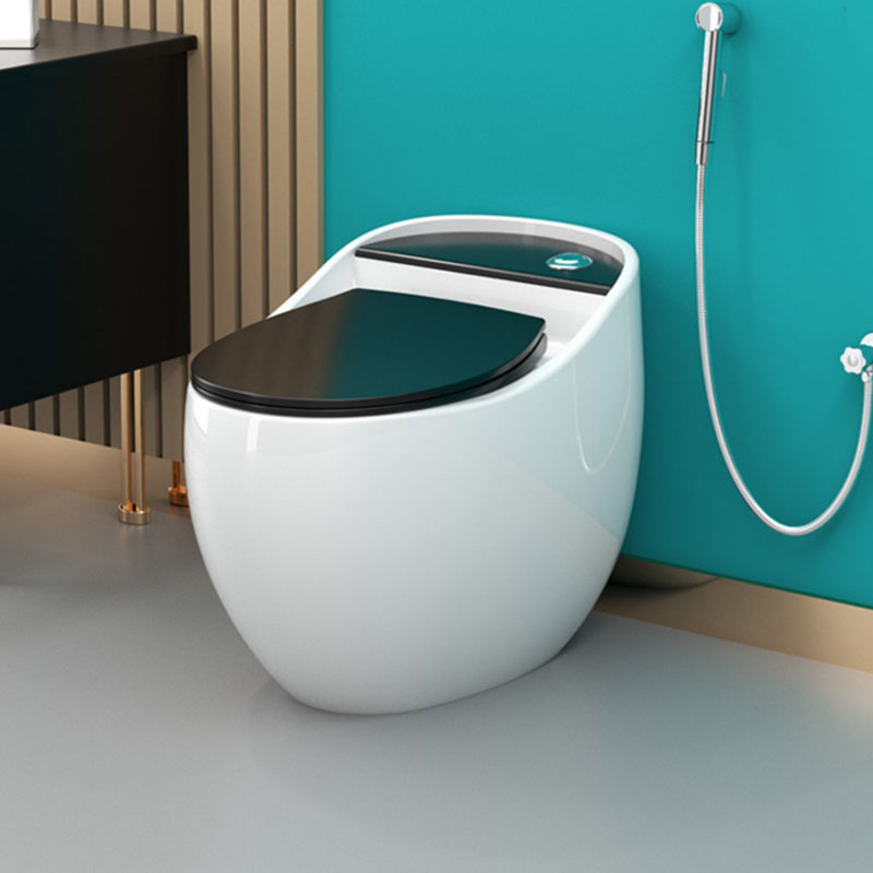 Contemporary Siphon Jet Toilet Bowl Floor Mount Urine Toilet for Washroom Bright Black Toilet with Sprayer 12" Clearhalo 'Bathroom Remodel & Bathroom Fixtures' 'Home Improvement' 'home_improvement' 'home_improvement_toilets' 'Toilets & Bidets' 'Toilets' 7312565
