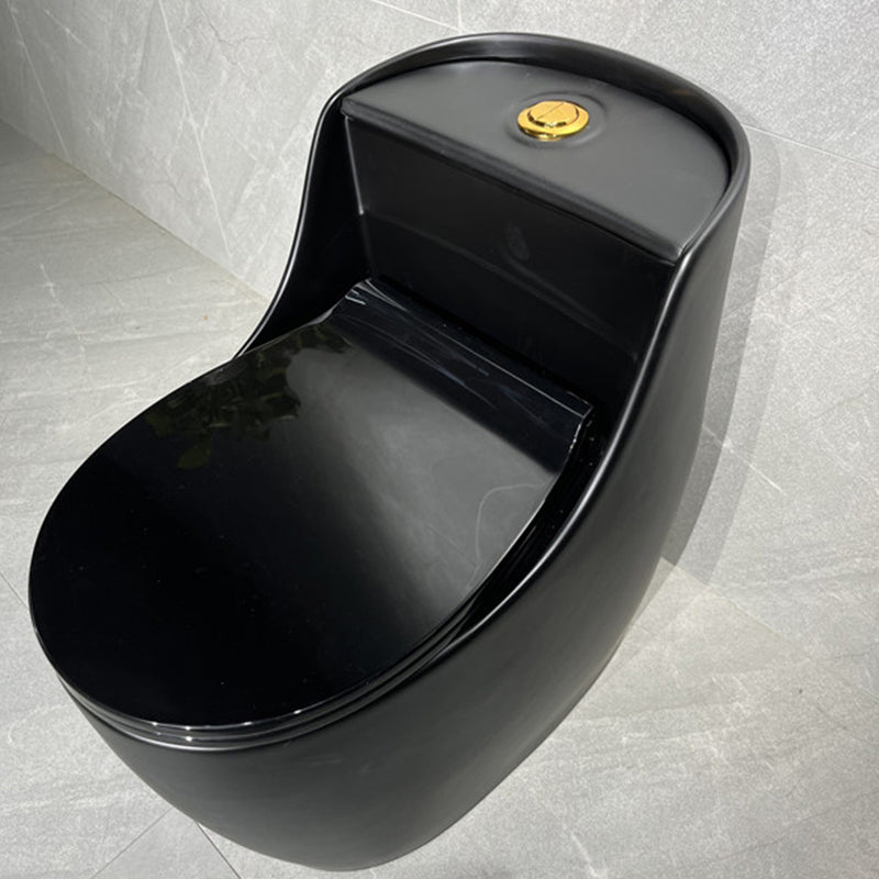 Contemporary Siphon Jet Toilet Bowl Floor Mount Urine Toilet for Washroom Black Toilet with Sprayer Clearhalo 'Bathroom Remodel & Bathroom Fixtures' 'Home Improvement' 'home_improvement' 'home_improvement_toilets' 'Toilets & Bidets' 'Toilets' 7312570