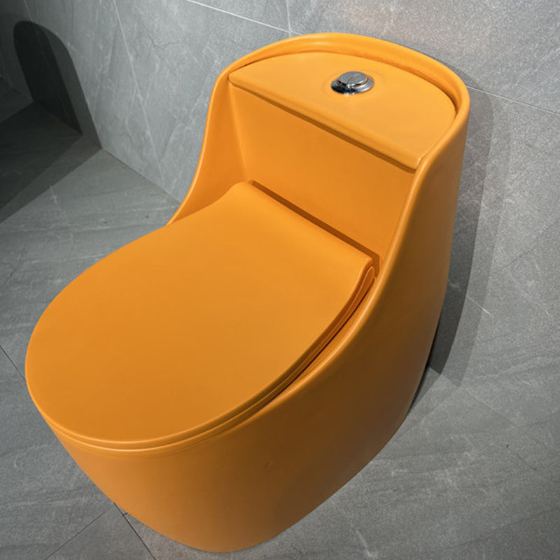 Contemporary Siphon Jet Toilet Bowl Floor Mount Urine Toilet for Washroom Orange Toilet with Sprayer Clearhalo 'Bathroom Remodel & Bathroom Fixtures' 'Home Improvement' 'home_improvement' 'home_improvement_toilets' 'Toilets & Bidets' 'Toilets' 7312581