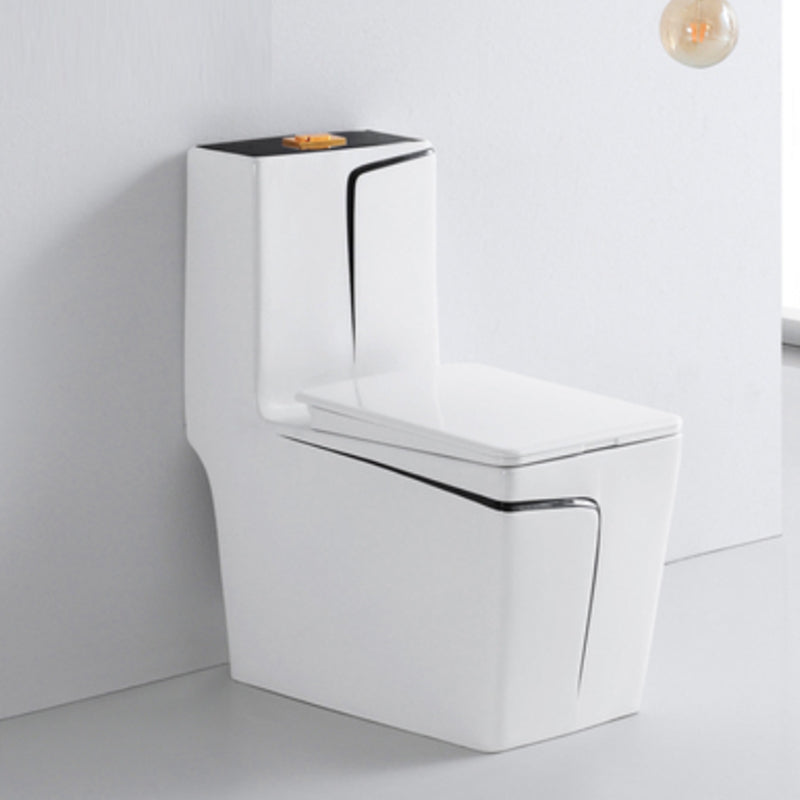 Traditional Ceramic Toilet Floor Mounted Urine Toilet for Bathroom 14"L x 27"W x 31"H Black White Clearhalo 'Bathroom Remodel & Bathroom Fixtures' 'Home Improvement' 'home_improvement' 'home_improvement_toilets' 'Toilets & Bidets' 'Toilets' 7312589