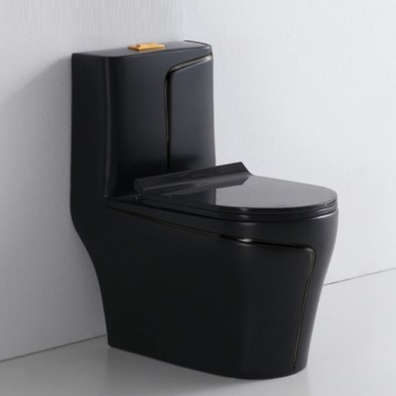 Traditional Ceramic Toilet Floor Mounted Urine Toilet for Bathroom 15"L x 27"W x 29"H Black Clearhalo 'Bathroom Remodel & Bathroom Fixtures' 'Home Improvement' 'home_improvement' 'home_improvement_toilets' 'Toilets & Bidets' 'Toilets' 7312592