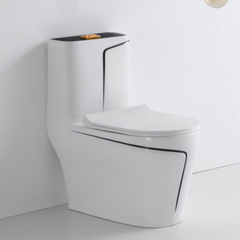 Traditional Ceramic Toilet Floor Mounted Urine Toilet for Bathroom 15"L x 27"W x 29"H Black White Clearhalo 'Bathroom Remodel & Bathroom Fixtures' 'Home Improvement' 'home_improvement' 'home_improvement_toilets' 'Toilets & Bidets' 'Toilets' 7312594