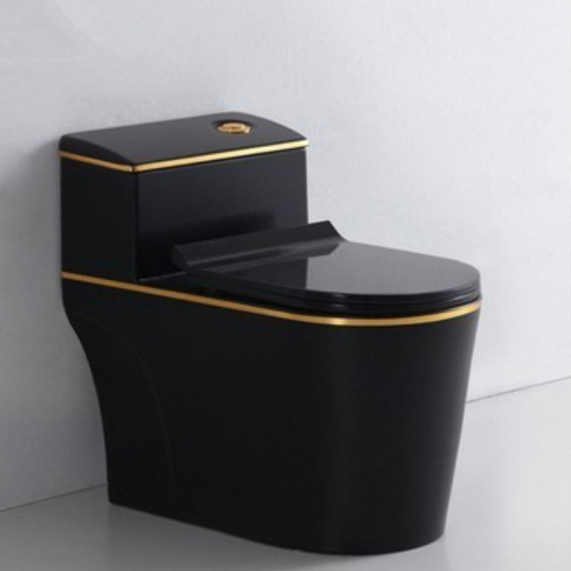 Traditional Ceramic Toilet Floor Mounted Urine Toilet for Bathroom 15"L x 28"W x 25"H Black/ Gold Clearhalo 'Bathroom Remodel & Bathroom Fixtures' 'Home Improvement' 'home_improvement' 'home_improvement_toilets' 'Toilets & Bidets' 'Toilets' 7312599