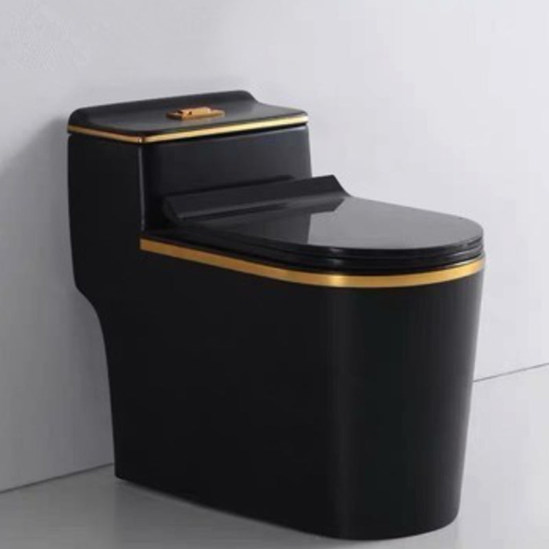 Traditional Ceramic Toilet Floor Mounted Urine Toilet for Bathroom 15"L x 27"W x 24"H Black/ Gold Clearhalo 'Bathroom Remodel & Bathroom Fixtures' 'Home Improvement' 'home_improvement' 'home_improvement_toilets' 'Toilets & Bidets' 'Toilets' 7312605