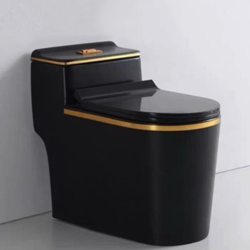 Traditional Ceramic Toilet Floor Mounted Urine Toilet for Bathroom 15"L x 27"W x 24"H Black Gold Clearhalo 'Bathroom Remodel & Bathroom Fixtures' 'Home Improvement' 'home_improvement' 'home_improvement_toilets' 'Toilets & Bidets' 'Toilets' 7312605