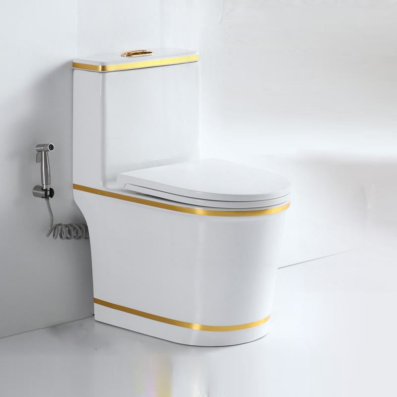 Traditional Ceramic Toilet Floor Mount Urine Toilet for Bathroom 15"L x 23"W x 29"H Toilet with Sprayer Clearhalo 'Bathroom Remodel & Bathroom Fixtures' 'Home Improvement' 'home_improvement' 'home_improvement_toilets' 'Toilets & Bidets' 'Toilets' 7312616