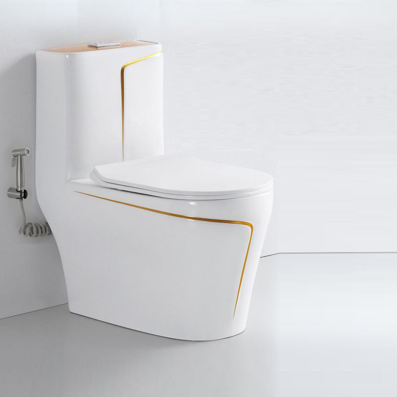 Traditional Ceramic Toilet Floor Mount Urine Toilet for Bathroom 15"L x 27"W x 29"H Toilet with Sprayer Clearhalo 'Bathroom Remodel & Bathroom Fixtures' 'Home Improvement' 'home_improvement' 'home_improvement_toilets' 'Toilets & Bidets' 'Toilets' 7312631