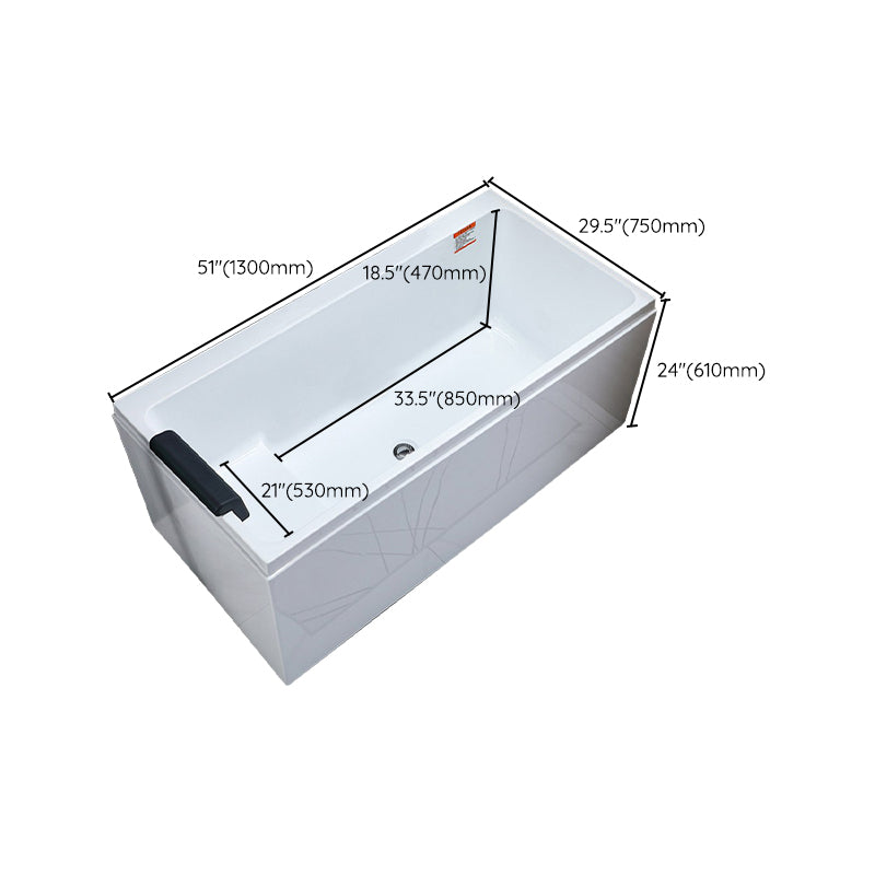 Acrylic Freestanding Bath White Soaking Rectangular Modern Bathtub Clearhalo 'Bathroom Remodel & Bathroom Fixtures' 'Bathtubs' 'Home Improvement' 'home_improvement' 'home_improvement_bathtubs' 'Showers & Bathtubs' 7312731
