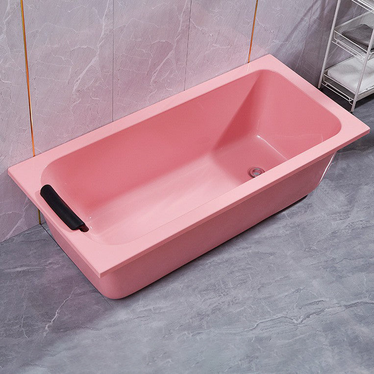 Modern Rectangular Bathtub Back to Wall Soaking Acrylic Freestanding Bath Pink Tub Clearhalo 'Bathroom Remodel & Bathroom Fixtures' 'Bathtubs' 'Home Improvement' 'home_improvement' 'home_improvement_bathtubs' 'Showers & Bathtubs' 7312739