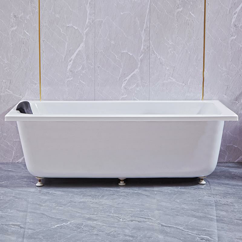 Modern Rectangular Bathtub Back to Wall Soaking Acrylic Freestanding Bath White 59"L x 27"W x 19"H Tub Clearhalo 'Bathroom Remodel & Bathroom Fixtures' 'Bathtubs' 'Home Improvement' 'home_improvement' 'home_improvement_bathtubs' 'Showers & Bathtubs' 7312741