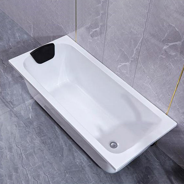 Modern Rectangular Bathtub Back to Wall Soaking Acrylic Freestanding Bath White 55"L x 27"W x 19"H Tub Clearhalo 'Bathroom Remodel & Bathroom Fixtures' 'Bathtubs' 'Home Improvement' 'home_improvement' 'home_improvement_bathtubs' 'Showers & Bathtubs' 7312742