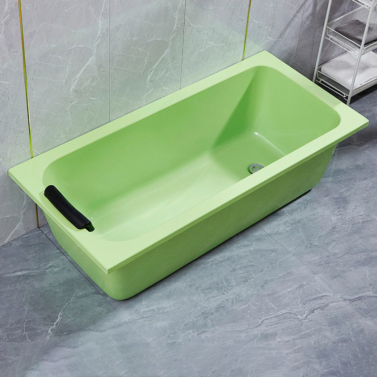 Modern Rectangular Bathtub Back to Wall Soaking Acrylic Freestanding Bath Green Tub Clearhalo 'Bathroom Remodel & Bathroom Fixtures' 'Bathtubs' 'Home Improvement' 'home_improvement' 'home_improvement_bathtubs' 'Showers & Bathtubs' 7312750