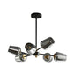 Modern Cup Shaped Chandelier Lighting Clear/Smoke Gray Glass 6/9 Lights Bedroom Radial Suspension Lamp in Black Clearhalo 'Ceiling Lights' 'Chandeliers' 'Clear' 'Glass shade' 'Glass' 'Industrial' 'Modern Chandeliers' 'Modern' 'Tiffany' 'Traditional Chandeliers' Lighting' 731282