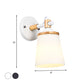 Modernist 1 Head Wall Sconce Light Barrel White/Black and Wood Wall Lamp Fixture with Cream Glass Shade Clearhalo 'Cast Iron' 'Glass' 'Industrial' 'Modern wall lights' 'Modern' 'Tiffany' 'Traditional wall lights' 'Wall Lamps & Sconces' 'Wall Lights' Lighting' 731346