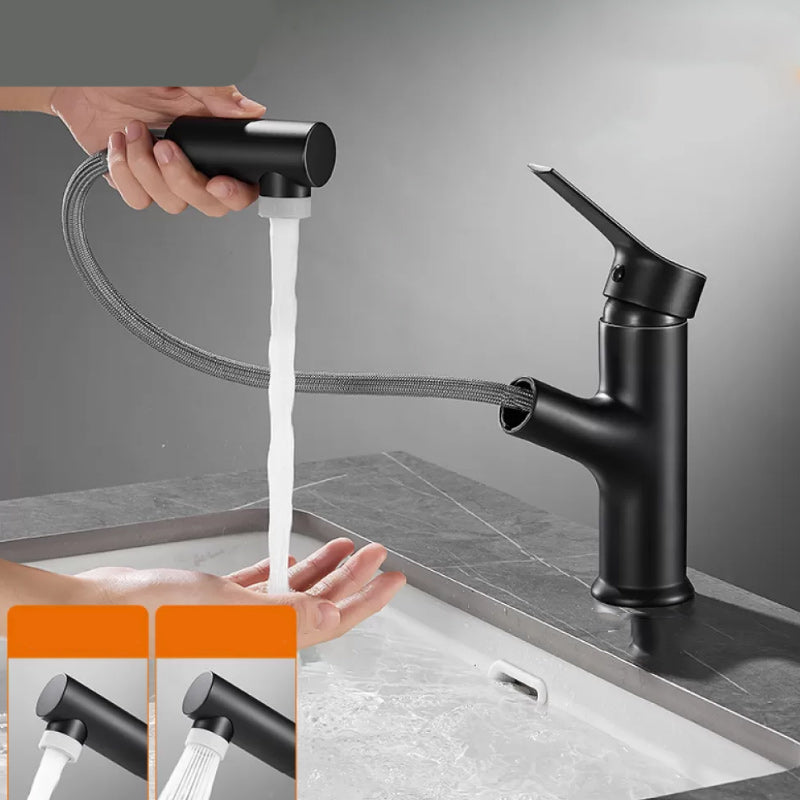 Bathroom Vessel Faucet Lever Handle 1 Hole Vessel Sink Faucet Gloss Black Dual Function Spray Wide Handle Clearhalo 'Bathroom Remodel & Bathroom Fixtures' 'Bathroom Sink Faucets' 'Bathroom Sinks & Faucet Components' 'bathroom_sink_faucets' 'Home Improvement' 'home_improvement' 'home_improvement_bathroom_sink_faucets' 7313560