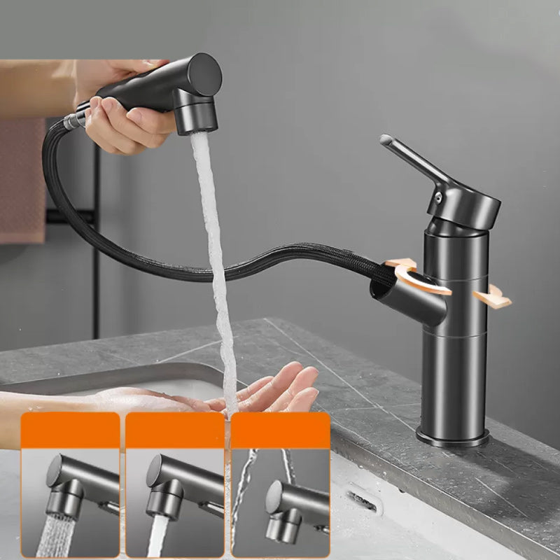 Bathroom Vessel Faucet Lever Handle 1 Hole Vessel Sink Faucet Grey Swivel Wide Handle Clearhalo 'Bathroom Remodel & Bathroom Fixtures' 'Bathroom Sink Faucets' 'Bathroom Sinks & Faucet Components' 'bathroom_sink_faucets' 'Home Improvement' 'home_improvement' 'home_improvement_bathroom_sink_faucets' 7313564