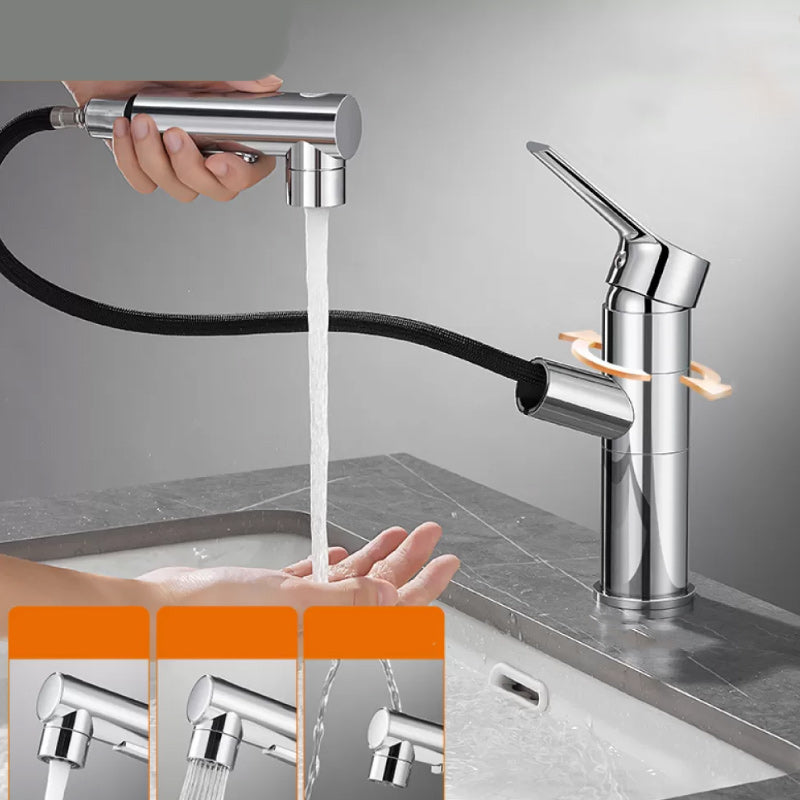 Bathroom Vessel Faucet Lever Handle 1 Hole Vessel Sink Faucet Bright Silver Swivel Wide Handle Clearhalo 'Bathroom Remodel & Bathroom Fixtures' 'Bathroom Sink Faucets' 'Bathroom Sinks & Faucet Components' 'bathroom_sink_faucets' 'Home Improvement' 'home_improvement' 'home_improvement_bathroom_sink_faucets' 7313566