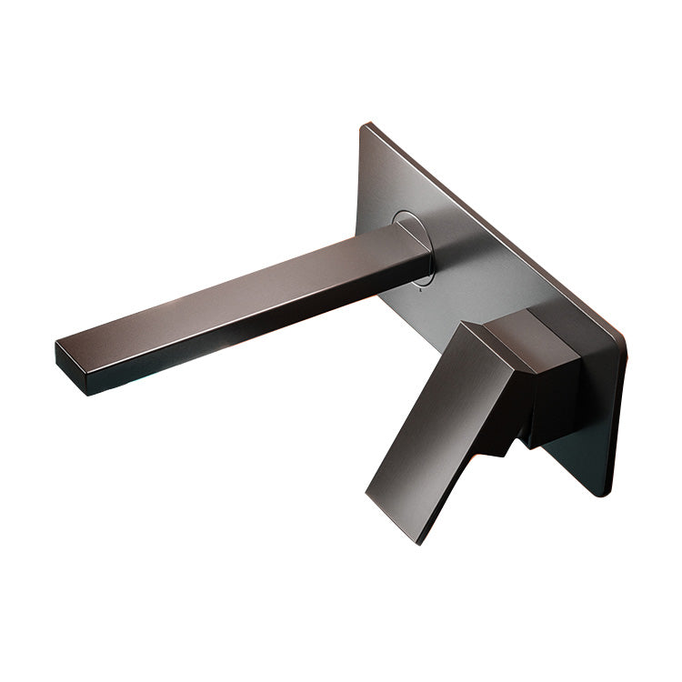 Widespread Wall Mounted Bathroom Sink Faucet Lever Handle Low Arc Sink Faucet Clearhalo 'Bathroom Remodel & Bathroom Fixtures' 'Bathroom Sink Faucets' 'Bathroom Sinks & Faucet Components' 'bathroom_sink_faucets' 'Home Improvement' 'home_improvement' 'home_improvement_bathroom_sink_faucets' 7313583