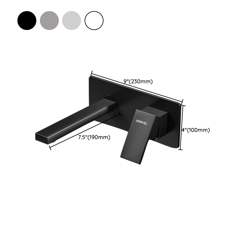 Widespread Wall Mounted Bathroom Sink Faucet Lever Handle Low Arc Sink Faucet Clearhalo 'Bathroom Remodel & Bathroom Fixtures' 'Bathroom Sink Faucets' 'Bathroom Sinks & Faucet Components' 'bathroom_sink_faucets' 'Home Improvement' 'home_improvement' 'home_improvement_bathroom_sink_faucets' 7313596