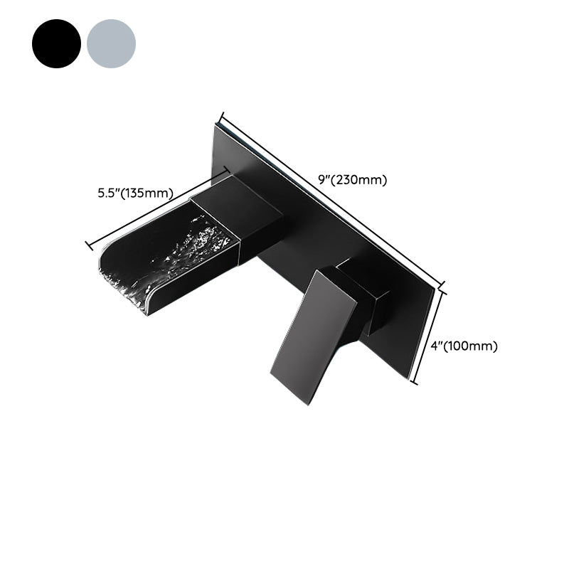 Widespread Wall Mounted Bathroom Sink Faucet Lever Handle Low Arc Sink Faucet Clearhalo 'Bathroom Remodel & Bathroom Fixtures' 'Bathroom Sink Faucets' 'Bathroom Sinks & Faucet Components' 'bathroom_sink_faucets' 'Home Improvement' 'home_improvement' 'home_improvement_bathroom_sink_faucets' 7313597