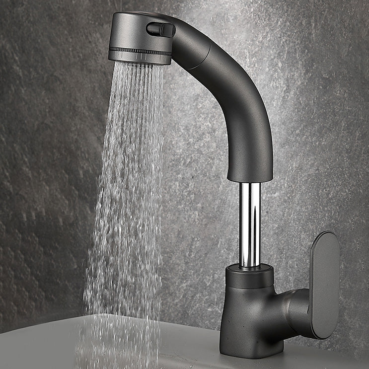Modern Sink Faucet Pull-out Lever Handle Brass Faucet Bathroom Gun Grey Lift Clearhalo 'Bathroom Remodel & Bathroom Fixtures' 'Bathroom Sink Faucets' 'Bathroom Sinks & Faucet Components' 'bathroom_sink_faucets' 'Home Improvement' 'home_improvement' 'home_improvement_bathroom_sink_faucets' 7313602