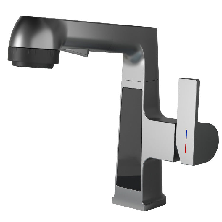 Modern Sink Faucet Pull-out Lever Handle Brass Faucet Bathroom Clearhalo 'Bathroom Remodel & Bathroom Fixtures' 'Bathroom Sink Faucets' 'Bathroom Sinks & Faucet Components' 'bathroom_sink_faucets' 'Home Improvement' 'home_improvement' 'home_improvement_bathroom_sink_faucets' 7313608