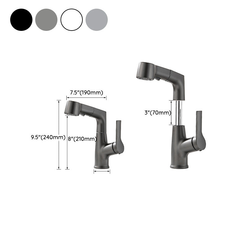 Modern Sink Faucet Pull-out Lever Handle Brass Faucet Bathroom Clearhalo 'Bathroom Remodel & Bathroom Fixtures' 'Bathroom Sink Faucets' 'Bathroom Sinks & Faucet Components' 'bathroom_sink_faucets' 'Home Improvement' 'home_improvement' 'home_improvement_bathroom_sink_faucets' 7313620
