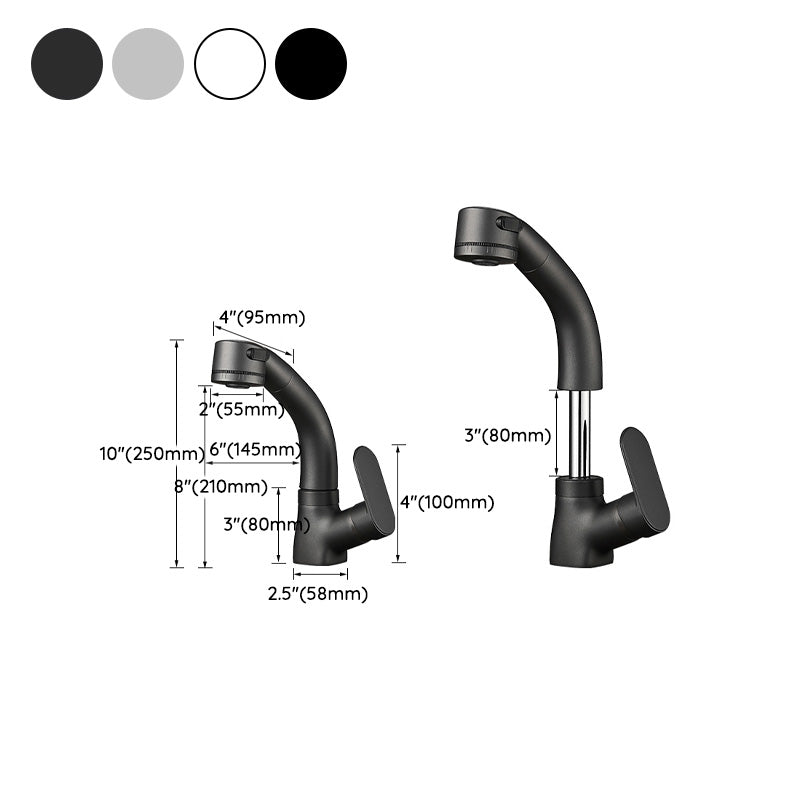 Modern Sink Faucet Pull-out Lever Handle Brass Faucet Bathroom Clearhalo 'Bathroom Remodel & Bathroom Fixtures' 'Bathroom Sink Faucets' 'Bathroom Sinks & Faucet Components' 'bathroom_sink_faucets' 'Home Improvement' 'home_improvement' 'home_improvement_bathroom_sink_faucets' 7313621