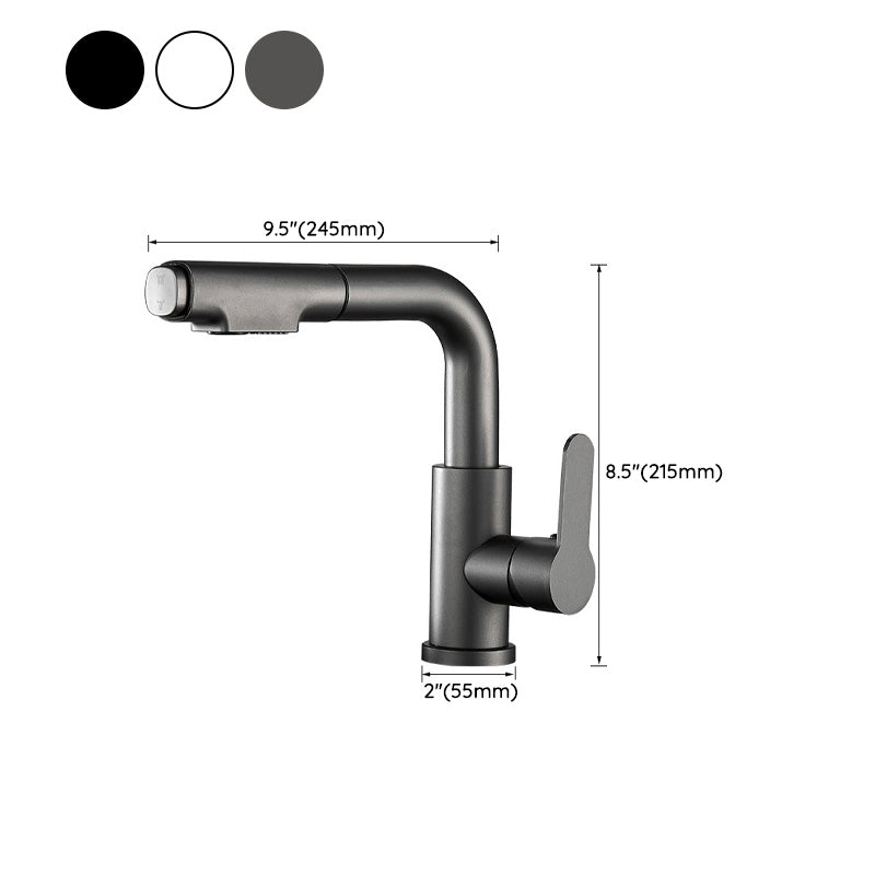 Modern Sink Faucet Pull-out Lever Handle Brass Faucet Bathroom Clearhalo 'Bathroom Remodel & Bathroom Fixtures' 'Bathroom Sink Faucets' 'Bathroom Sinks & Faucet Components' 'bathroom_sink_faucets' 'Home Improvement' 'home_improvement' 'home_improvement_bathroom_sink_faucets' 7313622