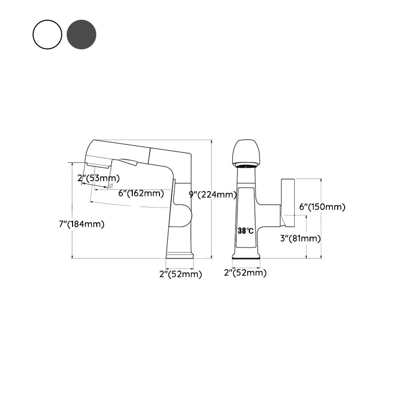 Modern Sink Faucet Pull-out Lever Handle Brass Faucet Bathroom Clearhalo 'Bathroom Remodel & Bathroom Fixtures' 'Bathroom Sink Faucets' 'Bathroom Sinks & Faucet Components' 'bathroom_sink_faucets' 'Home Improvement' 'home_improvement' 'home_improvement_bathroom_sink_faucets' 7313623