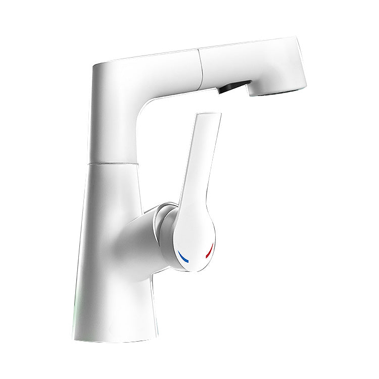 Modern Vessel Sink Faucet Lever Handle Pull-out Bathroom Faucet Clearhalo 'bathroom_sink_faucets' 'Conjuntos de Torneiras de Lavatório e Banheiro' 'home_improvement' 'home_improvement_bathroom_sink_faucets' 'Mobiliário Doméstico' 'Página inicial' 'Renovação e equipamento de casa de banho' 'Torneira para lavatório de banheiro' 7313633