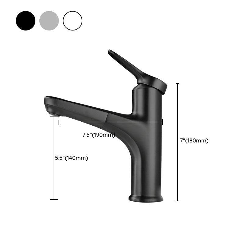 Modern Vessel Sink Faucet Lever Handle Pull-out Bathroom Faucet Clearhalo 'bathroom_sink_faucets' 'Conjuntos de Torneiras de Lavatório e Banheiro' 'home_improvement' 'home_improvement_bathroom_sink_faucets' 'Mobiliário Doméstico' 'Página inicial' 'Renovação e equipamento de casa de banho' 'Torneira para lavatório de banheiro' 7313653