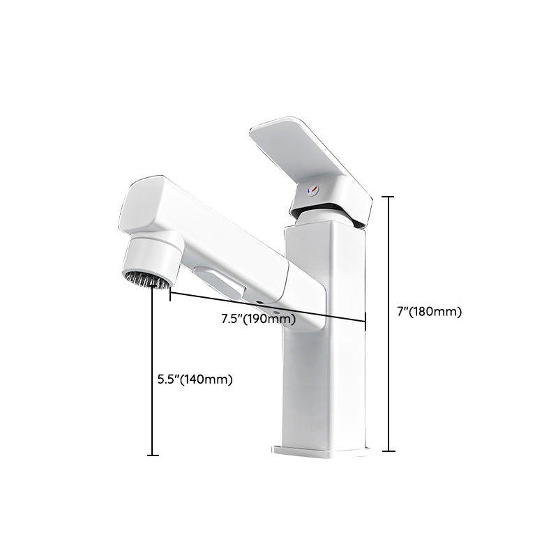 Modern Vessel Sink Faucet Lever Handle Pull-out Bathroom Faucet Clearhalo 'bathroom_sink_faucets' 'Conjuntos de Torneiras de Lavatório e Banheiro' 'home_improvement' 'home_improvement_bathroom_sink_faucets' 'Mobiliário Doméstico' 'Página inicial' 'Renovação e equipamento de casa de banho' 'Torneira para lavatório de banheiro' 7313654