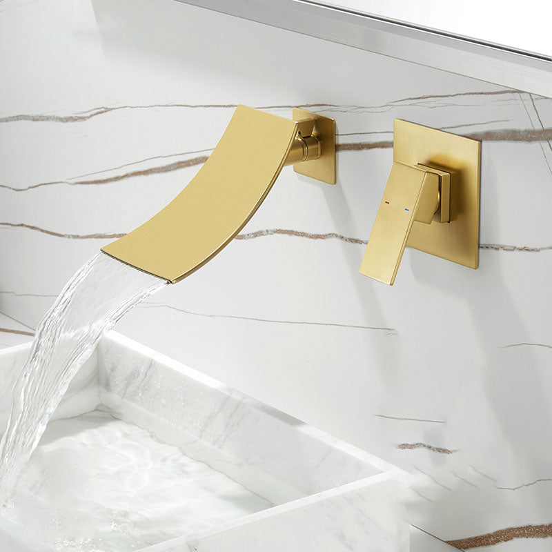 Contemporary Bathroom Faucet Wall Mounted Copper Fixed Clawfoot Tub Faucet Trim Gold Arc Clearhalo 'Bathroom Remodel & Bathroom Fixtures' 'Bathtub Faucets' 'bathtub_faucets' 'Home Improvement' 'home_improvement' 'home_improvement_bathtub_faucets' 7313855