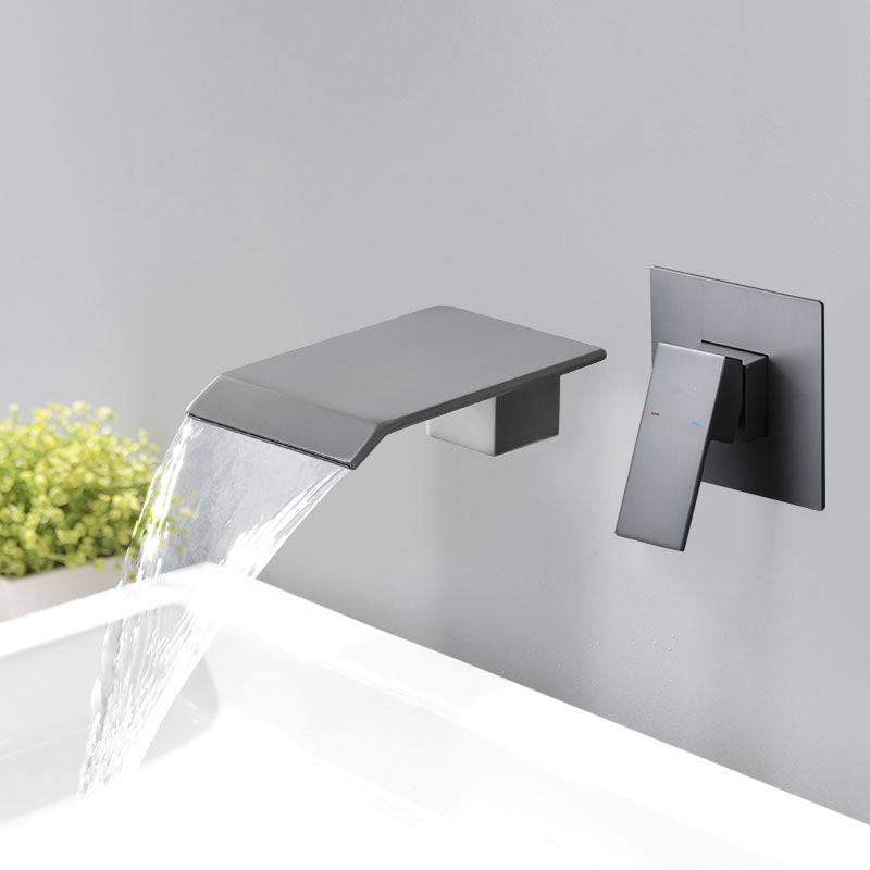Contemporary Bathroom Faucet Wall Mounted Copper Fixed Clawfoot Tub Faucet Trim Gun Grey Straight Angle Clearhalo 'Bathroom Remodel & Bathroom Fixtures' 'Bathtub Faucets' 'bathtub_faucets' 'Home Improvement' 'home_improvement' 'home_improvement_bathtub_faucets' 7313861