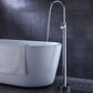 Contemporary Bathroom Faucet Floor Mounted Copper One Handle Freestanding Tub Filler Trim Gooseneck Clearhalo 'Bathroom Remodel & Bathroom Fixtures' 'Bathtub Faucets' 'bathtub_faucets' 'Home Improvement' 'home_improvement' 'home_improvement_bathtub_faucets' 7313889