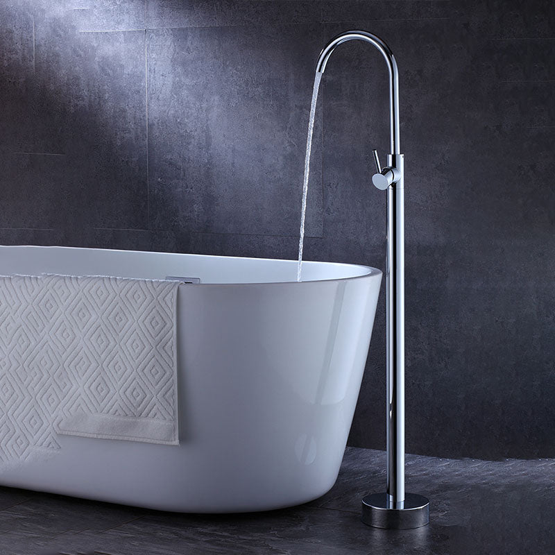 Contemporary Bathroom Faucet Floor Mounted Copper One Handle Freestanding Tub Filler Trim Clearhalo 'Bathroom Remodel & Bathroom Fixtures' 'Bathtub Faucets' 'bathtub_faucets' 'Home Improvement' 'home_improvement' 'home_improvement_bathtub_faucets' 7313892