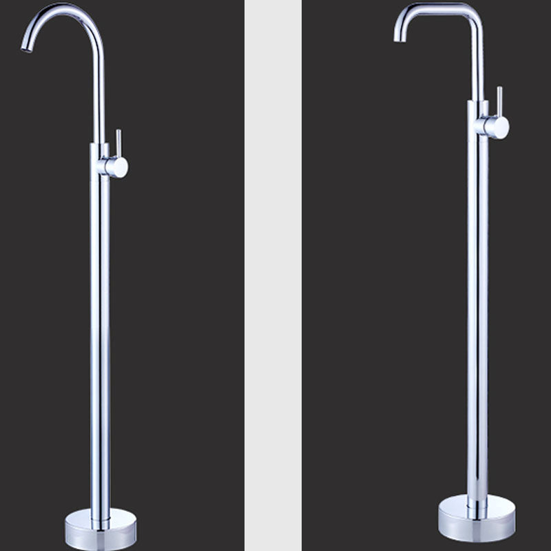Contemporary Bathroom Faucet Floor Mounted Copper One Handle Freestanding Tub Filler Trim Clearhalo 'Bathroom Remodel & Bathroom Fixtures' 'Bathtub Faucets' 'bathtub_faucets' 'Home Improvement' 'home_improvement' 'home_improvement_bathtub_faucets' 7313893