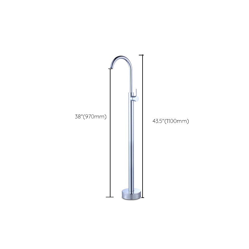 Contemporary Bathroom Faucet Floor Mounted Copper One Handle Freestanding Tub Filler Trim Clearhalo 'Bathroom Remodel & Bathroom Fixtures' 'Bathtub Faucets' 'bathtub_faucets' 'Home Improvement' 'home_improvement' 'home_improvement_bathtub_faucets' 7313900