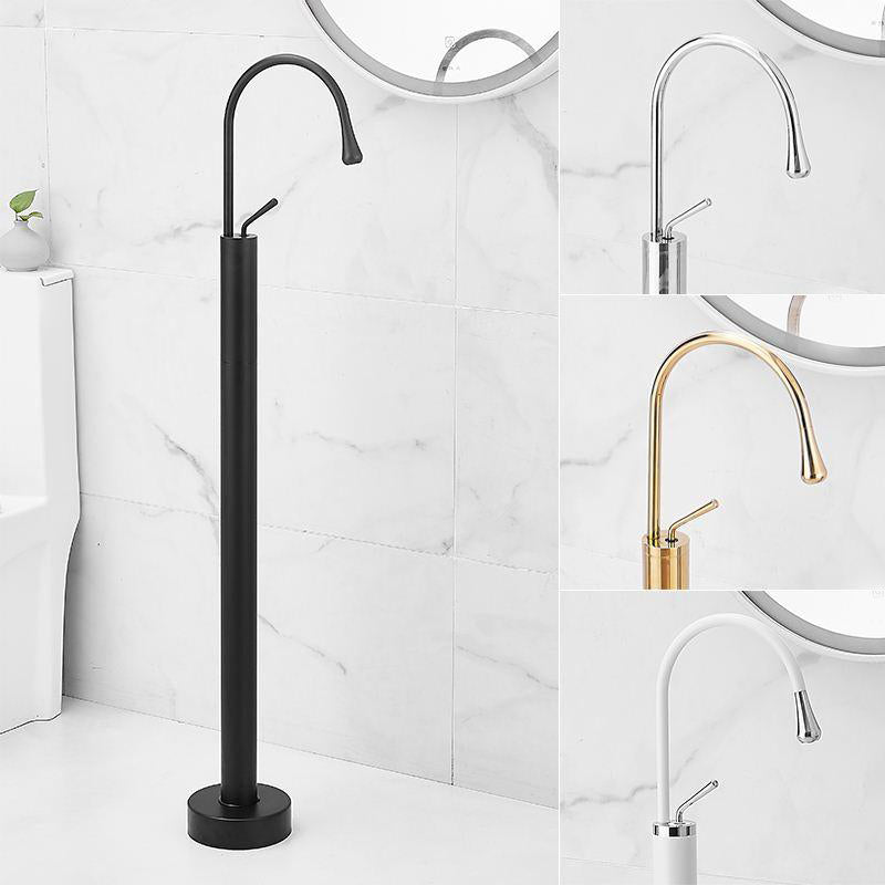Contemporary Bathroom Faucet Floor Mounted Copper One Handle Freestanding Tub Fillers Clearhalo 'Bathroom Remodel & Bathroom Fixtures' 'Bathtub Faucets' 'bathtub_faucets' 'Home Improvement' 'home_improvement' 'home_improvement_bathtub_faucets' 7313902