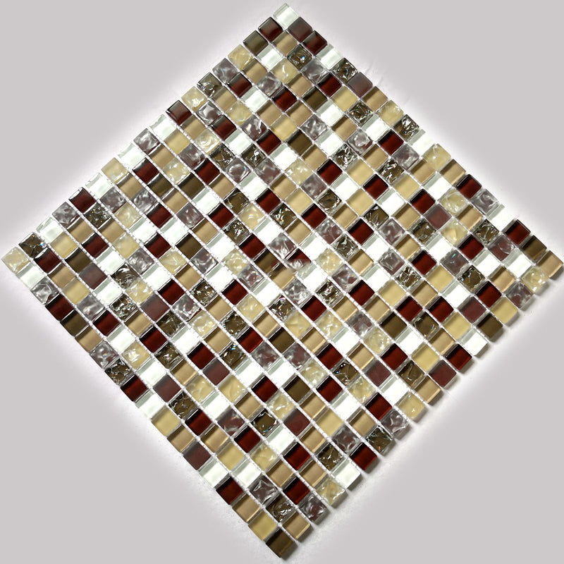 Glass Mosaic Tile Square Shape Wall Tile with Fade Resistant Brown-Khaki Clearhalo 'Floor Tiles & Wall Tiles' 'floor_tiles_wall_tiles' 'Flooring 'Home Improvement' 'home_improvement' 'home_improvement_floor_tiles_wall_tiles' Walls and Ceiling' 7313925
