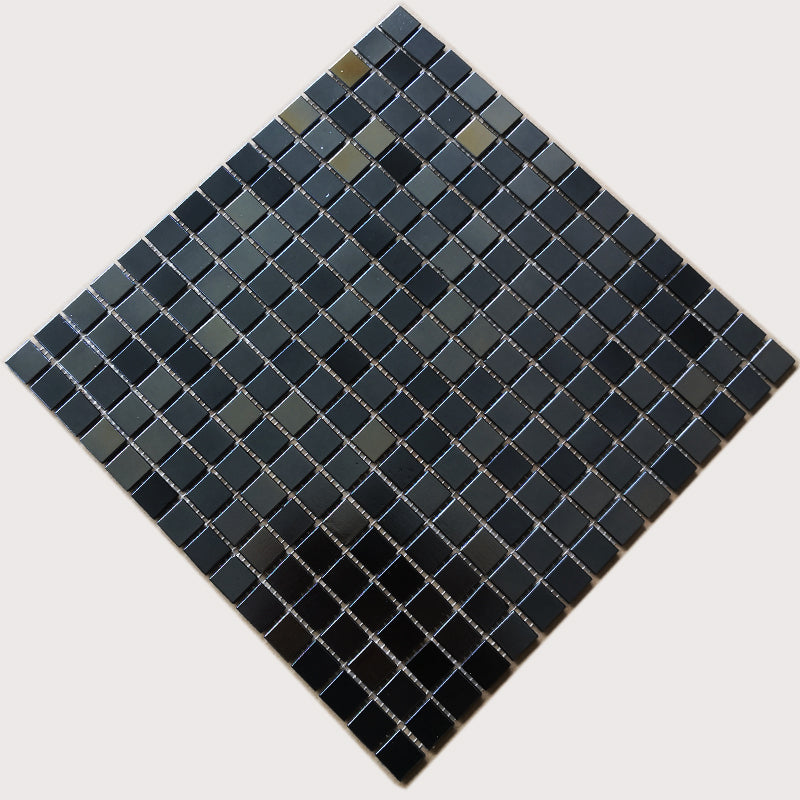Glass Mosaic Tile Square Shape Wall Tile with Fade Resistant Black Clearhalo 'Floor Tiles & Wall Tiles' 'floor_tiles_wall_tiles' 'Flooring 'Home Improvement' 'home_improvement' 'home_improvement_floor_tiles_wall_tiles' Walls and Ceiling' 7313930