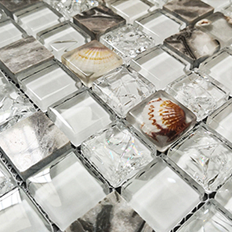 Glass Mosaic Tile Square Shape Wall Tile with Fade Resistant Clearhalo 'Floor Tiles & Wall Tiles' 'floor_tiles_wall_tiles' 'Flooring 'Home Improvement' 'home_improvement' 'home_improvement_floor_tiles_wall_tiles' Walls and Ceiling' 7313931