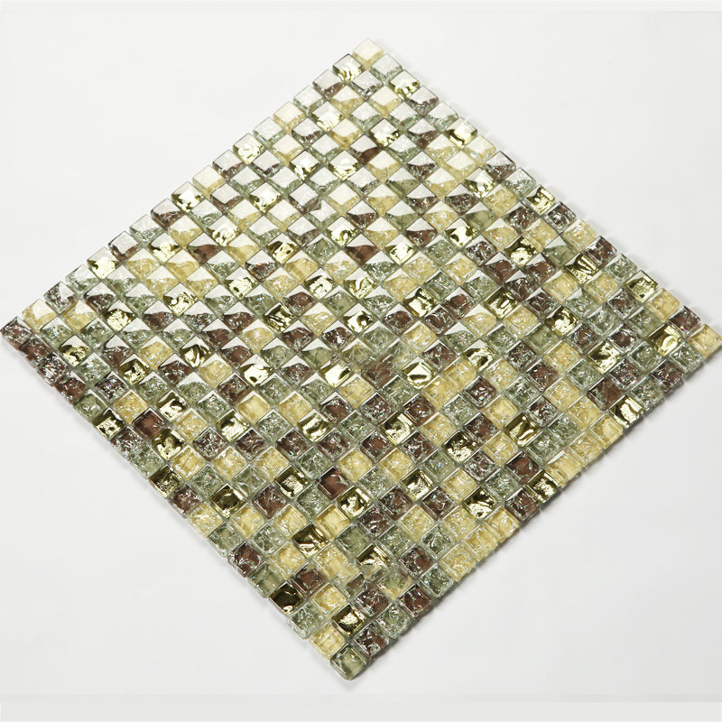 Glass Mosaic Tile Square Shape Wall Tile with Fade Resistant Light Yellow-Brown Clearhalo 'Floor Tiles & Wall Tiles' 'floor_tiles_wall_tiles' 'Flooring 'Home Improvement' 'home_improvement' 'home_improvement_floor_tiles_wall_tiles' Walls and Ceiling' 7313937