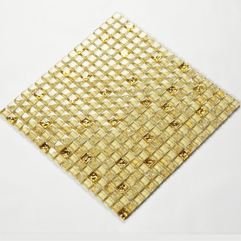 Glass Mosaic Tile Square Shape Wall Tile with Fade Resistant Light Yellow Clearhalo 'Floor Tiles & Wall Tiles' 'floor_tiles_wall_tiles' 'Flooring 'Home Improvement' 'home_improvement' 'home_improvement_floor_tiles_wall_tiles' Walls and Ceiling' 7313947
