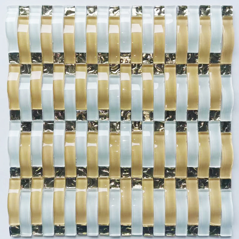 Glass Mosaic Tile Square Shape Wall Tile with Fade Resistant Beige Clearhalo 'Floor Tiles & Wall Tiles' 'floor_tiles_wall_tiles' 'Flooring 'Home Improvement' 'home_improvement' 'home_improvement_floor_tiles_wall_tiles' Walls and Ceiling' 7313948