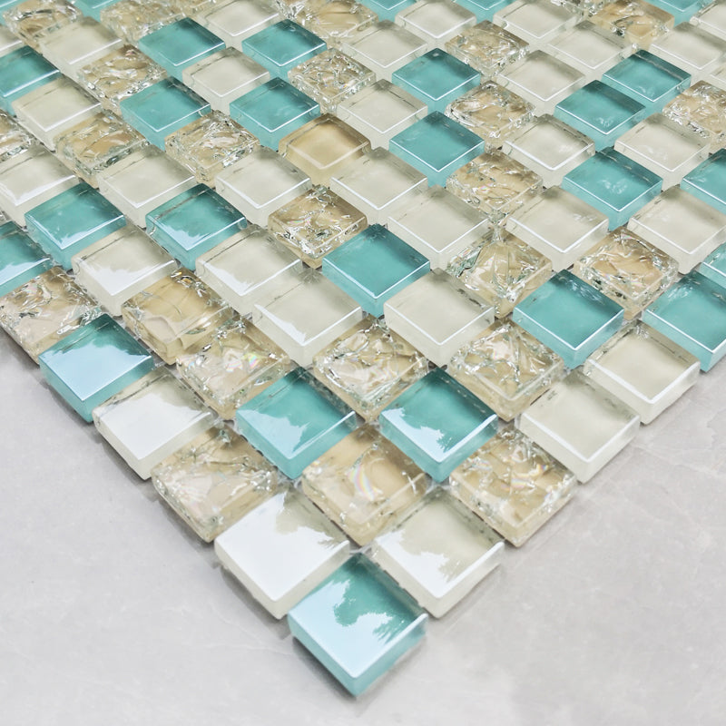 Glass Mosaic Tile Square Shape Wall Tile with Fade Resistant Sky Blue-White Clearhalo 'Floor Tiles & Wall Tiles' 'floor_tiles_wall_tiles' 'Flooring 'Home Improvement' 'home_improvement' 'home_improvement_floor_tiles_wall_tiles' Walls and Ceiling' 7313953