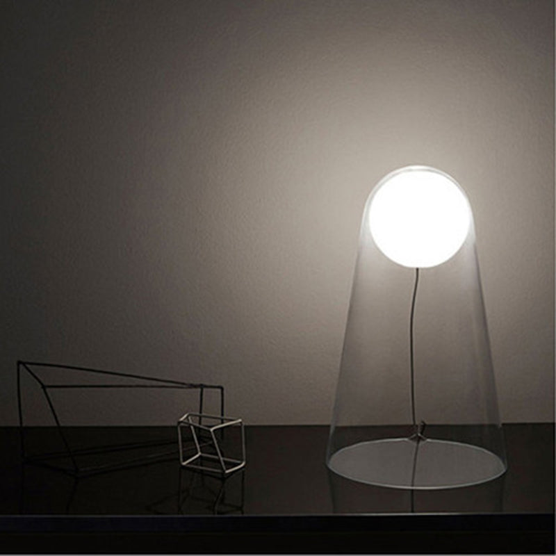 Minimalist Conical Table Light Clear Glass LED Bedside Night Lamp with Modo Shade Inside Clear Clearhalo 'Lamps' 'Table Lamps' Lighting' 731398